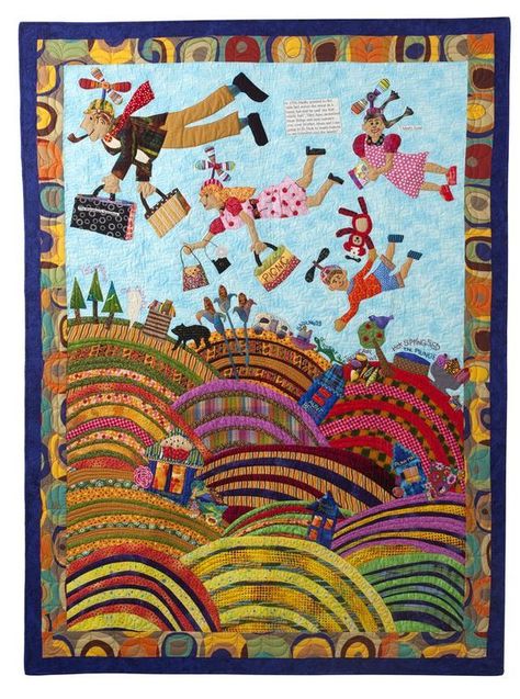 Mary Lou Weidman uses her quilts as a medium to tell stories, and through workshops and books, she helps quiltmakers find and tell their own stories. Spotlight: Mary Lou Weidman, Artist, Author, Designer, Teacher and Quilter @mary_lou_weidman #quilt #artquilt #humorquilt #funquilt #appliquequilt #applique #makersgonnamake #handmade #creativehappylife #quiltsthatmakeyousmile #createwhimsy Picture Quilts, Art Textile, Applique Quilts, Crazy Quilts, Beautiful Quilts, Quilt Shop, Fabric Art, Quilt Inspiration, Art Quilts