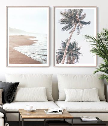 Wall Art Pair, Vintage Palm Tree, Palm Tree Photography, Beach Prints, Unique Art Prints, Scandinavian Print, Beach Color, Coastal Prints, Palm Tree Print