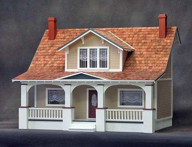 Craftsman Trim Window, Bungalow Dollhouse, Classic Bungalow, Cottage Dollhouse, Wooden Dollhouse Kits, Real Good Toys, Beachside Bungalow, Exposed Rafters, Lace Window