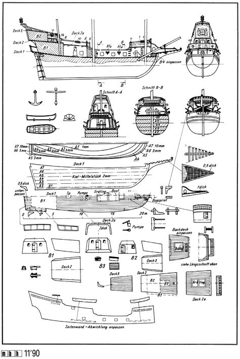 Ship Blueprint, Boat In A Bottle, Black Pearl Ship, Golden Hind, Ship Illustration, Pirate Ship Model, Model Sailing Ships, Model Boat Plans, Pirate Boats