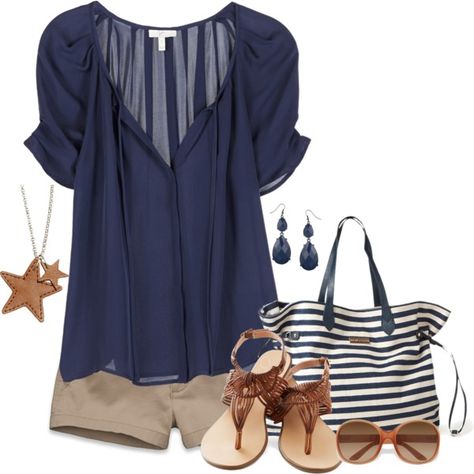 "Stars & Stripes" by lagu on Polyvore...this is making me rethink what I'm wearing tomorrow I guess we will wait and see how chunky I feel haha Polyvore Outfits Summer, Casual Chic Summer, Mode Tips, Chic Summer Outfits, Stitch Fix Outfits, Look Casual, Spring Summer Outfits, Look Fashion, Stitch Fix