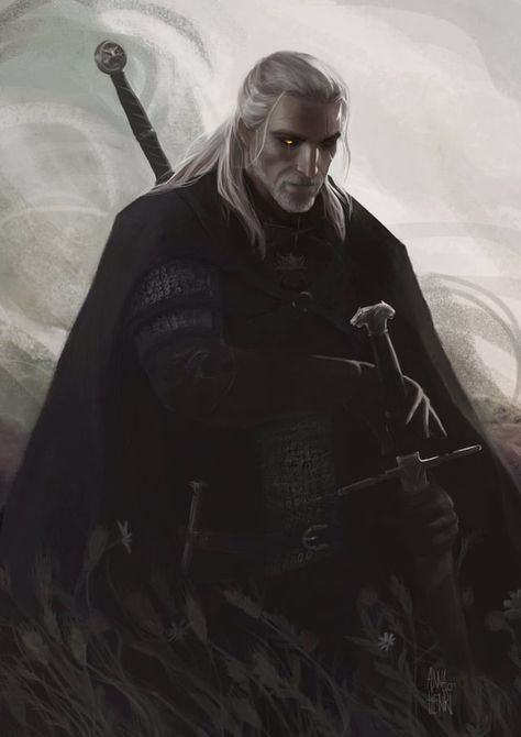 Ben on Twitter: "Geralt of Rivia by Anna Henrie https://t.co/5DpiGci0t4" / Twitter Geralt Of Rivia, White Hair, Cloak, On Twitter, Twitter, Hair, White, Black, Art