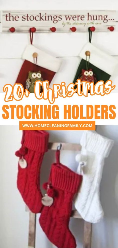 Get inspired with DIY Christmas stocking holders that are easy and fun to create. Use materials like wood, metal, or fabric to make personalized holders that reflect your family's style. These homemade decorations will bring a personal touch to your holiday celebrations and make lasting memories. Stocking Holders Diy, Diy Christmas Stocking Holders, Stocking Holder Stand, Diy Stocking Holder, Diy Christmas Stocking, Stocking Holders For Mantle, Diy Stocking, Stocking Hooks, Cute Christmas Stockings