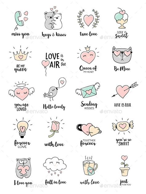 Valentines Day Love Quotes - Valentines Seasons/Holidays Valentines Day Love Quotes, Valentine Doodle, Doodle Art For Beginners, Valentines Day Drawing, 심플한 그림, Doodle Quotes, Love Doodles, Valentines Day Love, Valentine Quotes