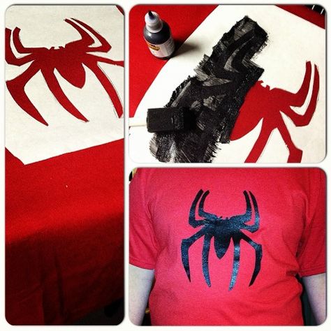 Freezer paper tshirt Spiderman Diy, New Spiderman, Freezer Paper Stenciling, Spiderman Shirt, The New Batman, Foam Paint, Spiderman Costume, Spiderman Party, Freezer Paper