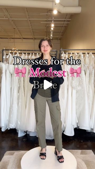 Happily Ever After Bridal on Instagram: "These dresses are perfect for the bride looking for modest coverage! From high neck chantilly lace, to simple and elegant puff sleeves, we have something for everyone. 🥰 Which modest dress is your favorite? #wedding #modest #modestweddingdress #classicwedding #alineweddingdress #conservativeweddingdress #fittedweddingdress #laceweddingdress #weddingdress #2024bride #2025bride #weddingdressinspo" Simple Elegant Modest Wedding Dress, Modest Reception Wedding Dress, 2025 Bride Dress, Bride Full Look, Modest Wedding Dresses 2024, Simple Modest Wedding Dresses With Sleeves, Wedding Dress Try On Outfit, Simple Modest Wedding Dress, Modest Bride Dress