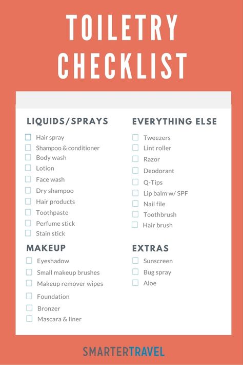 The Ultimate Toieltry Kit Checklist Professional Makeup Artist Kit, Carry On Toiletries, Travel Packing Checklist, Makeup Spray, Travel Checklist, Toiletry Kit, Packing List For Travel, Packing Tips For Travel, Travel Kits