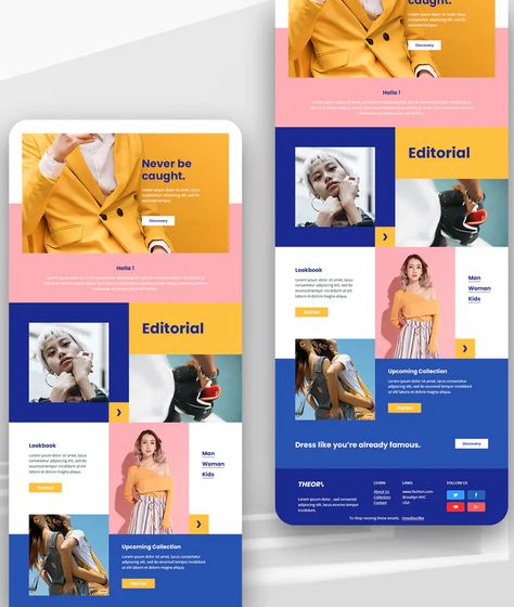 Fashion Email Newsletter Template PSD Newsletter Aesthetic, Newsletter Design Layout Creative, Email Design Inspiration Creative, Email Gif, Email Template Ideas, Email Newsletter Template Design, Email Newsletter Inspiration, Digital Newsletter, Newsletter Design Layout