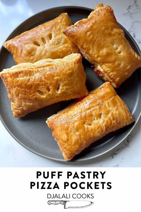 Pastry Pizza Recipes, Puff Pastry Pizza Recipes, Pizza Pockets Recipe, Puff Pastry Snacks, Puff Pastry Pizza, Pastry Pizza, Pizza Pastry, Pizza Pockets, Pork Chop Dinner