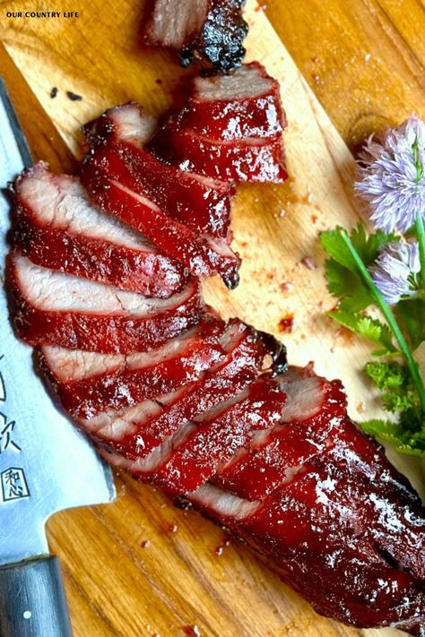 Chinese BBQ Pork (Char Siu) - Easy to Make Recipe – Our Country Life Pork And Seeds Recipe, Chinese Red Pork Recipe, Chat Siu Pork, Chinese Bbq Pork Recipe, How To Make Chinese Bbq Pork, Chinese Bbq Pork Tenderloin, Asian Bbq Pork Tenderloin, Char Siu Pork Loin, Char Siu Pulled Pork