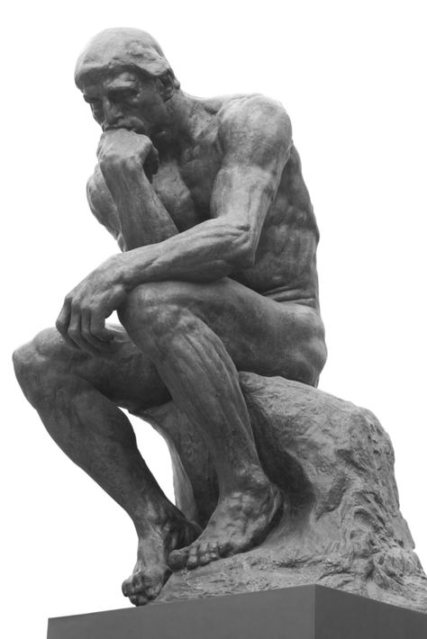 Thinking Statue, The Thinker Statue, Black And White Thinking, Black And White Gif, Famous Sculptures, French Sculptor, Muscle Memory, Auguste Rodin, Super Moon