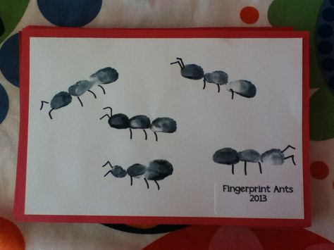 Thumbprint ants Fingerprint Ants, Summer Crafts For Toddlers, Ant Crafts, Ant Art, Insects Preschool, Insect Crafts, Insects Theme, Bug Crafts, Toddler Arts And Crafts