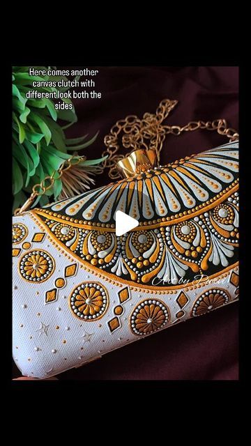 Creative Purse, Idea Of Painting, Om Mandala, Canvas Purse, Dot Mandala, Canvas Clutch, Traditional Wear, Hamsa Hand, Dot Painting