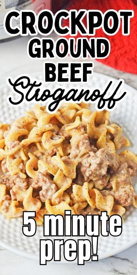 Ground Beef Stroganoff Casserole Recipes, Crock Pot Hamburger Casserole, Crockpot Recipes Ground Meat, Crock Pot Stroganoff Ground Beef, Beef Dinner Recipes Slow Cooker, Crockpot Stroganoff Ground Beef, Crock Pot Beef Stroganoff Hamburger, Crock Pot Beef Stroganoff Slow Cooker Easy Recipes, Slow Cooker Beef Stroganoff Ground Beef