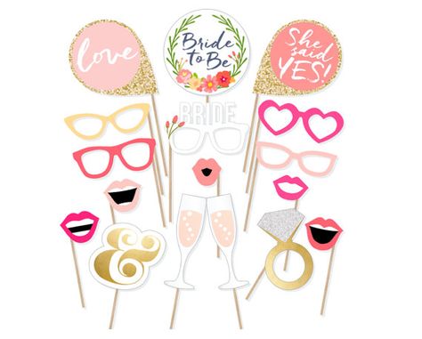 Printable Bridal Shower Photo Booth Props - Bride Photobooth Props - Bachelorette Printable Props - Bachelorette Party - Blush Gold Pink Set Bridal Shower Photo Booth Props, Bridal Shower Photo Booth, Printable Photo Props, Photo Booth Prop, Camera Aesthetic, Rosa Coral, Bridal Shower Photos, Bachelorette Party Games, Pink Photo