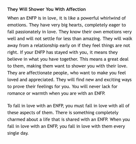 http://personalitygrowth.com/how-to-fall-completely-in-love-with-an-enfp/ Enfp And Istj Relationships, Enfp In Relationships, Enfp Love Language, Infj Enfp Compatibility, Enfp In Love, Mbti In Love, Mbti Relationships Enfp, Enfp Romance, Infj Enfp Relationships