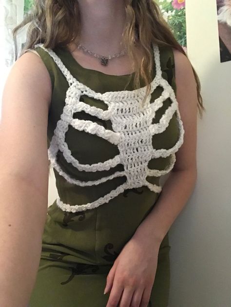 Crochet Skeleton Vest, Skeleton Harness Crochet Pattern, Crochet Skeleton Sweater Vest, Crochet Skeleton Corset Pattern, Crochet Skeleton Top, Crochet Bone Corset, Ribcage Corset Crochet, Crochet Skeleton Corset, Bone Fairy