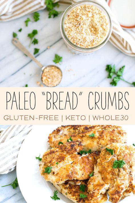 Paleo "Bread" Crumbs (Gluten-Free, Grain-Free, Low Carb) Paleo Bread Crumbs, Paleo Appetizer, Whole30 Easy, Paleo Condiments, Bread Crumbs Recipe, Paleo Sauces, Paleo Dinners, Paleo Bread, Whole30 Recipes