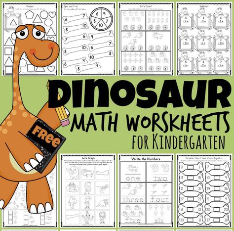 Dinosaur Kindergarten Worksheets, Dinosaur Math Worksheets, Dinosaur Math Kindergarten, Dinosaur Worksheets Free Printable, Dinosaur Kindergarten Activities, Dinosaur Math Activities, Free Alphabet Worksheets, Dinosaur Math, Dinosaurs Kindergarten