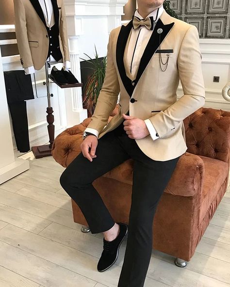 Champagne Tuxedo, Tan Tuxedo, Mens Evening Wear, Tuxedo Suit For Men, Tan Suit Jacket, Suit For Men Wedding, Groom's Suit, White Tux