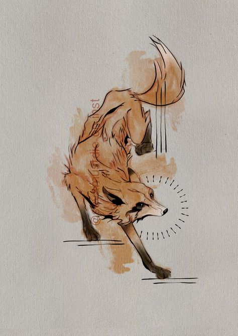 Fantastic Fox Tattoo, Running Fox Drawing, Happy Fox Drawing, Jumping Fox Tattoo, Simple Fox Tattoo, Fox Tattoo Ideas, Red Fox Tattoos, Fox Sketch, Fox Drawing