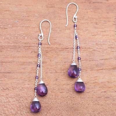 Beaded Jewelry Earrings, Beaded Earrings Tutorials, Beaded Earrings Diy, Jewelry Making Earrings, Beaded Earrings Patterns, Earrings Inspiration, Handmade Wire Jewelry, Amethyst Purple, Earring Crafts