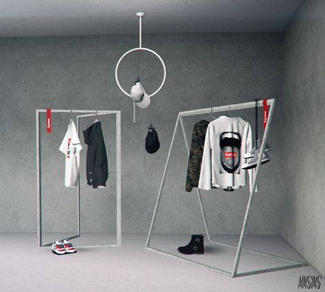 Sims 4 Clothes Rack, Sims 4 Cc Hanging Clothes, Sims 4 Hanging Clothes Cc, Sims 4 Clothing Rack, Sims Inspiration, Three Logo, Closet Rack, Sims 4 Clutter, Clothes Stand