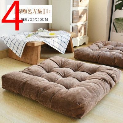 Corduroy tatami futon plush thickening oversized floor bay window cushion balcony yoga to play beautiful hip cushion | Wish Yoga Living Room, Tatami Futon, Indoor Outdoor Living Room, Round Chair Cushions, Sitting Pillows, Tufted Seat Cushion, Meditation Pillow, Square Pouf, Outdoor Seat Cushions