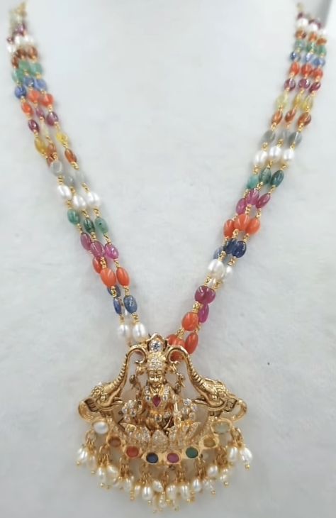 Navaratna Necklace, Navaratna Jewellery, 22 Carat Gold Jewellery, Gold Jhumka Earrings, Gold Temple Jewellery, Stone Bead Jewelry, Indian Jewelry Earrings, Beaded Jewels, Necklace Beads