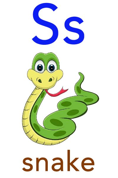 Baby ABC Flashcard - S for snake Abc Flashcards Printable, Preschool English, Alphabet Flash Cards Printable, Free Flashcards, Flashcards For Toddlers, S Words, Alphabet Words, Abc Flashcards, English Activities For Kids