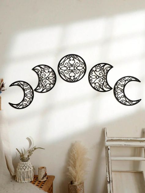 Canary Houze · Products · Boho Moon Phase Wall Decor Set: Elevate Your Space with Nordic Wood Art · Shopify Dark Boho Home Decor, Dark Boho Home, Whimsigoth Home Decor, Witchy Office, Boho Sisustus, Apartment Bar, Witchy Home Decor, Boho Moon, Moon Decor