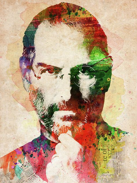 Steve Jobs Apple, Jobs Quotes, Artistic Pictures, Watercolor Portrait, Colorful Portrait, Famous Art, Steve Jobs, Watercolor Portraits, Art Pages