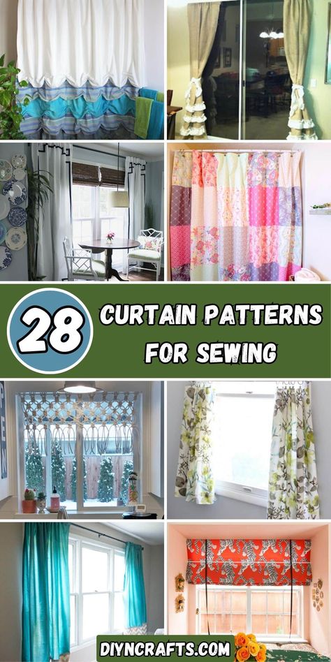 28 Curtain Patterns for Sewing Japanese Room Divider, Patterns For Sewing, Curtain Sewing Pattern, Curtain Tutorial, Window Toppers, Contemporary Windows, Ruffle Curtains, Pergola Curtains, Cute Curtains