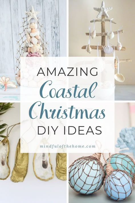 11 Coastal Christmas DIY Ideas (Trees, Ornaments and Decor) | Coastal christmas decor, Beach christmas decorations, Driftwood christmas tree diy Seashore Christmas Decorations, Sand Christmas Tree, Seaside Christmas Decor, Driftwood Christmas Tree Diy, Coastal Garland, Beachy Christmas Decor, Beachy Christmas Tree, Christmas Tree Topiary, Beach Christmas Trees