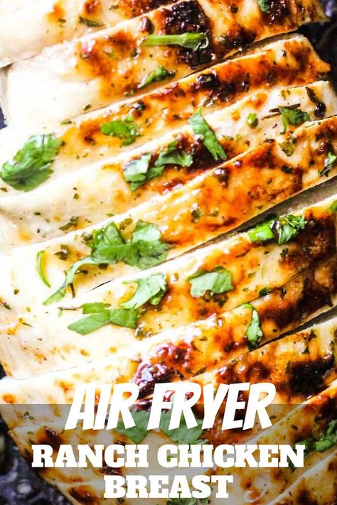 air fryer chicken breast with ranch and cilantro Air Fryer Ranch Chicken, Boneless Chicken Breast Recipes Easy, Flavorful Chicken Breast Recipes, Boneless Skinless Chicken Breast Recipes, Fried Chicken Breast Recipe, Skinless Chicken Breast Recipes, Air Fryer Recipes Chicken Breast, Chicken Boneless Breast Recipes, The Best Air Fryer