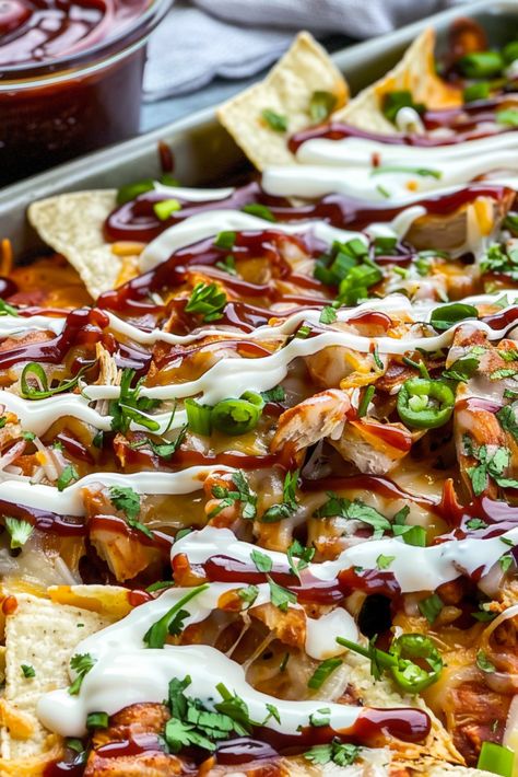 Sheet Pan Bbq Chicken, Pan Bbq Chicken, Bbq Chicken Nachos, Chicken Nachos Recipe, Leftover Rotisserie, Crispy Chips, Leftover Rotisserie Chicken, Chicken Nachos, Melty Cheese