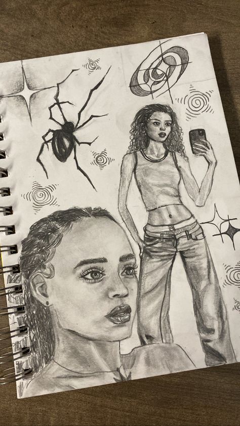 #drawing #stars #sparkles #spider #girl #fit #aesthetic #stargirl #spiral #slay Stargirl Drawing, Drawing Stars, Fit Aesthetic, Spider Girl, Journal 3, My Journal, Star Girl, Self Love, Art Drawings