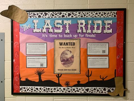 Country Bulletin Board Ideas, Cowboy Bulletin Board Ideas, Western Bulletin Board Ideas, Western Bulletin Boards, Ra Bulletin Board Ideas, Desert Classroom, Residence Life Bulletin Boards, April Bulletin Boards, Res Life Bulletin Boards