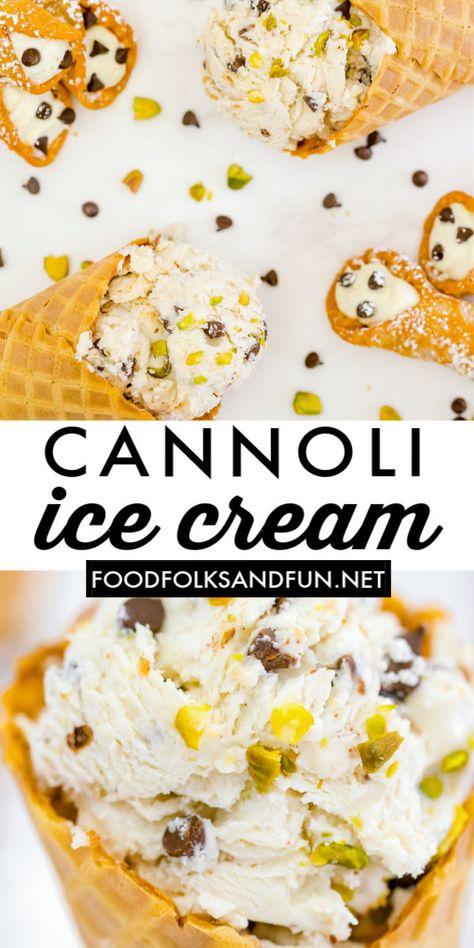 Cannoli Ice Cream Recipe, Spring Ice Cream Flavors, Unique Ice Cream Flavors Recipes, Cannoli Ice Cream, Unique Ice Cream Flavors, Italian Cannoli, Sugar Cookie Cups, Holy Cannoli, Cannoli Recipe