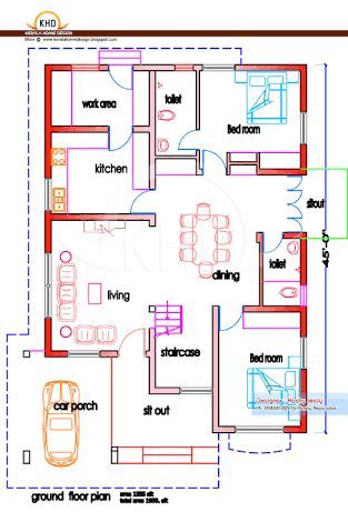 1200sq Ft House Plans, Bungalow House Floor Plans, 1200 Sq Ft House, 1500 Sq Ft House, Modern House Floor Plans, House Plans With Photos, Indian House Plans, Open House Plans, Plans Architecture