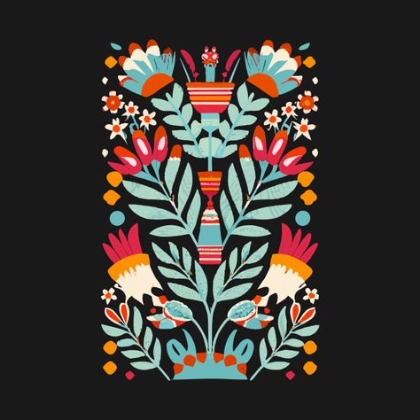 Check out this awesome 'Otomi+Flower+Pattern+Mexican+Floral+Art' design on @TeePublic! Mexican Pattern Design, Mexican Illustration Art, Otomi Art, Mexican Pattern, Nature Motifs, Mexico Design, Mexican Flowers, Floral Art Design, Mexico Art