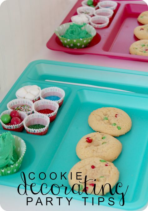 how to throw a cookie decorating party - perfect holiday activity or party idea for kids Winter Class Party Food Ideas, Class Christmas Cookie Decorating Party, How To Host A Cookie Decorating Party, Classroom Cookie Decorating Party, Kids Classroom Christmas Party Ideas, Christmas Cookie Decorating Party Kids, Cookie Decorating Station For Kids, Toddler Cookie Decorating Party, Decorating Cookies With Kids