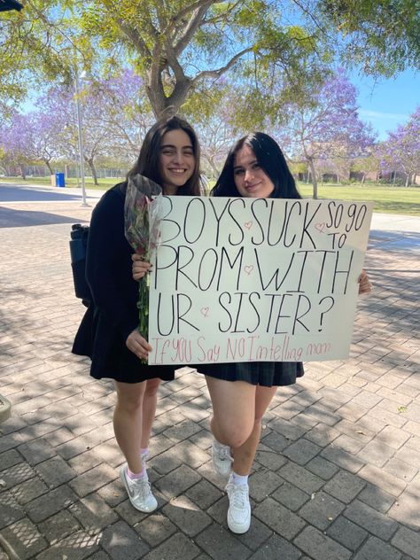 Prom Proposal For Sister, Sister Homecoming Proposal, Promposal Ideas Sza, Mulan Promposal, Friendship Promposal, Barbie Promposal Ideas, Friendly Promposal, Song Lyric Promposal, Hoco Posters For Best Friend Funny