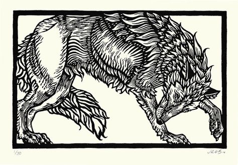 Wolf Original Linocut Print Wolf Linocut, Relief Printmaking, Wolf Illustration, Lino Cuts, Lino Prints, Woodcuts Prints, Relief Print, Lino Cut, Wolf Tattoo