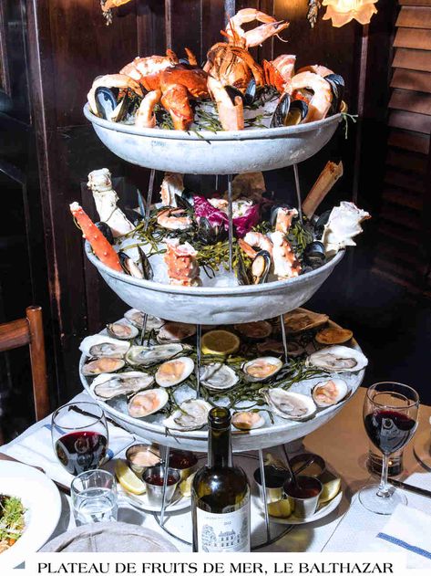 seafood tower Seafood Dinner Party, Seafood Tower, Restaurants In Nyc, Appetizers For A Crowd, Seafood Platter, Easy Seafood, Seafood Appetizers, French Restaurants, Nyc Restaurants