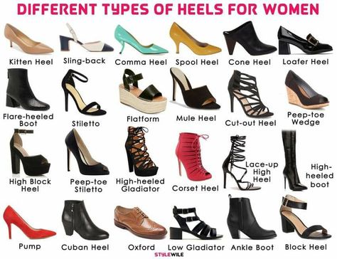 Types Of High Heels, Walking In High Heels, Staple Shoes, High End Shoes, Pointy Heels, Embellished Shoes, Types Of Heels, Cuban Heels, Spool Heel