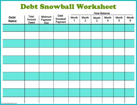 Next to your debt snowball payment are 6 places to record each debt’s new balance by each month. This is a visual way for you to see your deb getting paid down! You also might want to try printing out my free debt thermometer, as another way to visualize your debt repayment. Seeing your debt getting paid off is very motivating, so it never hurts to visualize it in more than one way! You can get this free printable debt snowball worksheet at the link below. Credit Card Payoff Plan, Debt Snowball Printable, Debt Snowball Spreadsheet, Debt Snowball Worksheet, Debt Snowball Calculator, Credit Card Debt Payoff, Excel Spreadsheets Templates, Debt Relief Programs, Debt Reduction