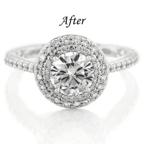 6 Ways To Reset Your Solitaire Engagement Ring - Add A Halo Engagement Ring Upgrade, Wedding Ring Upgrade, Solitaire Halo Engagement Ring, Round Diamond Halo Engagement Ring, Solitare Engagement Rings, Round Diamond Engagement Rings Halo, Round Diamond Halo, Solitaire Engagement Ring Settings, Anniversary Ring Set