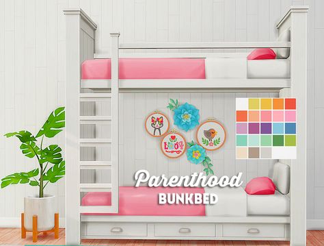 [ts4] Brohill Parenthood bunkbed - recolorToday I have another bunkbed-recolor to share with you 💗 Big thanks to Illogicalsims for bringing us these awesome meshes!Illogicalsims brohill top bunk... Los Sims 4 Mods, Lotes The Sims 4, Sims 4 Beds, Sims 4 Cheats, Sims Baby, Maxis Match Cc, Sims 4 Traits, Play Sims 4, The Sims 4 Pc