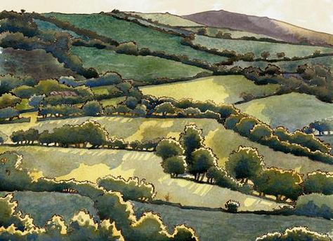 England Landscape, English Landscape, Landscape Artwork, Summer Landscape, Original Landscape Painting, Landscape Drawings, Original Landscape, Landscape Prints, Painting Illustration